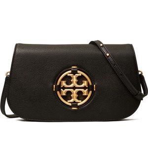 NWOT Tory Burch Miller Pebble Leather clutch NEW NEVER USED BLACK